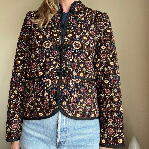Doen Heirloom velvet Liberty of London paisley print quilted Song Jacket XS - Picture 6 of 12